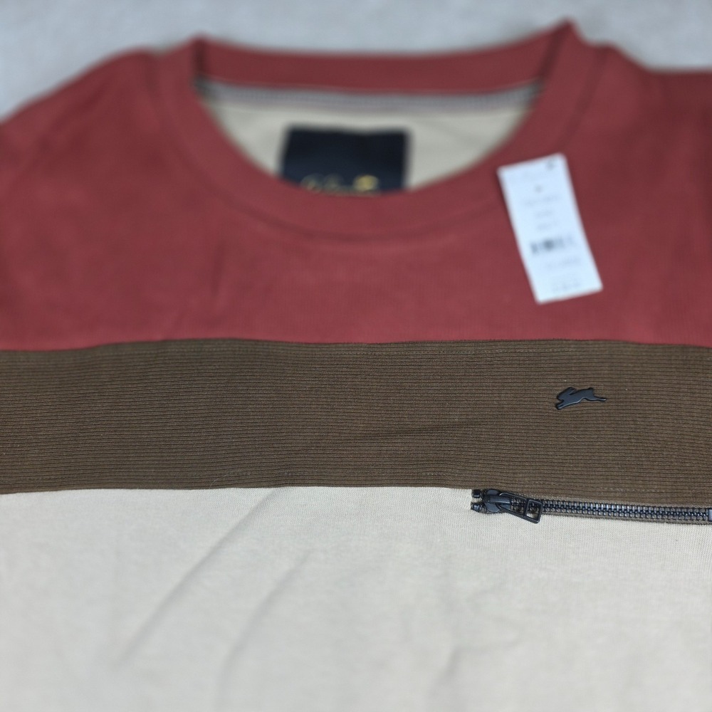 A. Tiziano Sweatshirt Mens 2X Beige Sand Brett Colorblock Crew Neck Pullover